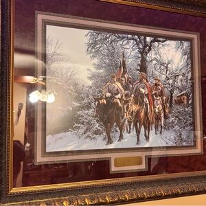 Framed Winter Scene Art Print. Onward Christian Soldiers.